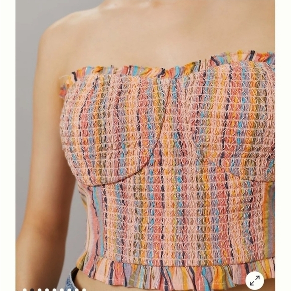 Anthropologie | Pilcro Rainbow Smocked Top size S - Picture 2 of 8